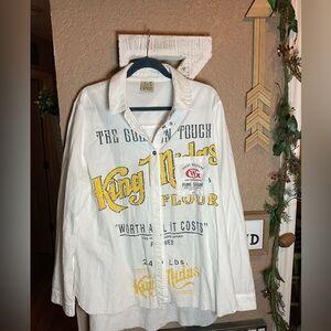 Jaded Gypsy Cup of Sugar White King Mills Flour White Button Down Women’s S/M